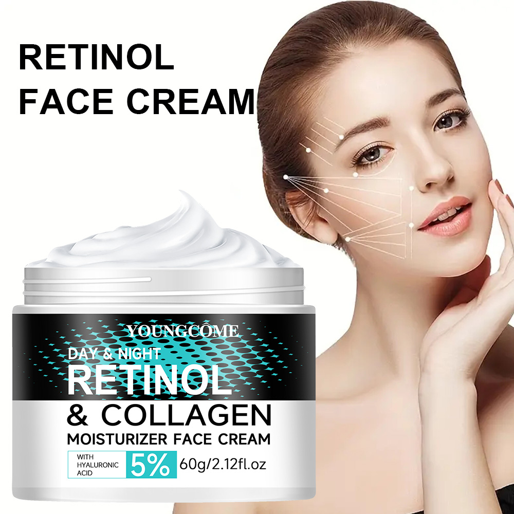 Retinol Cream - レチノールアンチエイジングフェイスクリームとコラーゲンフェイスクリーム、保湿毛穴縮小美白ビタミンレチノール配合、乾燥肌用保湿クリーム