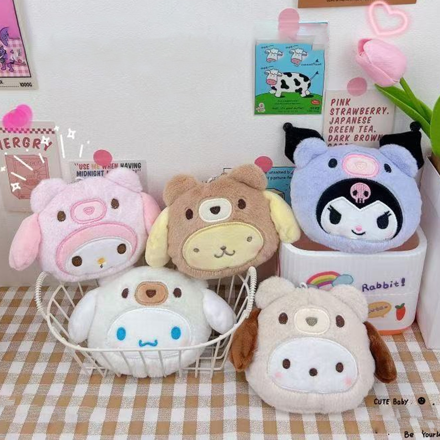 Lip Balm - ぬいぐるみ小銭入れペンダントヒーリングデータケーブルリップスティック収納バッグダブルショルダーバッグペンダント友人へのホリデーギフト