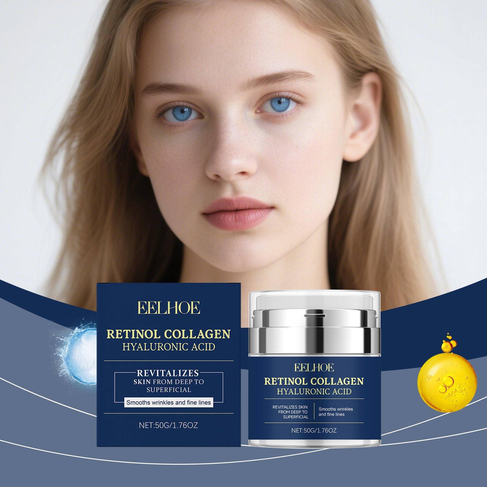 Retinol Cream - EELHOE レチノールコラーゲンクリーム しわ除去 細かい線を減らす 肌を引き締める ヒアルロン酸配合