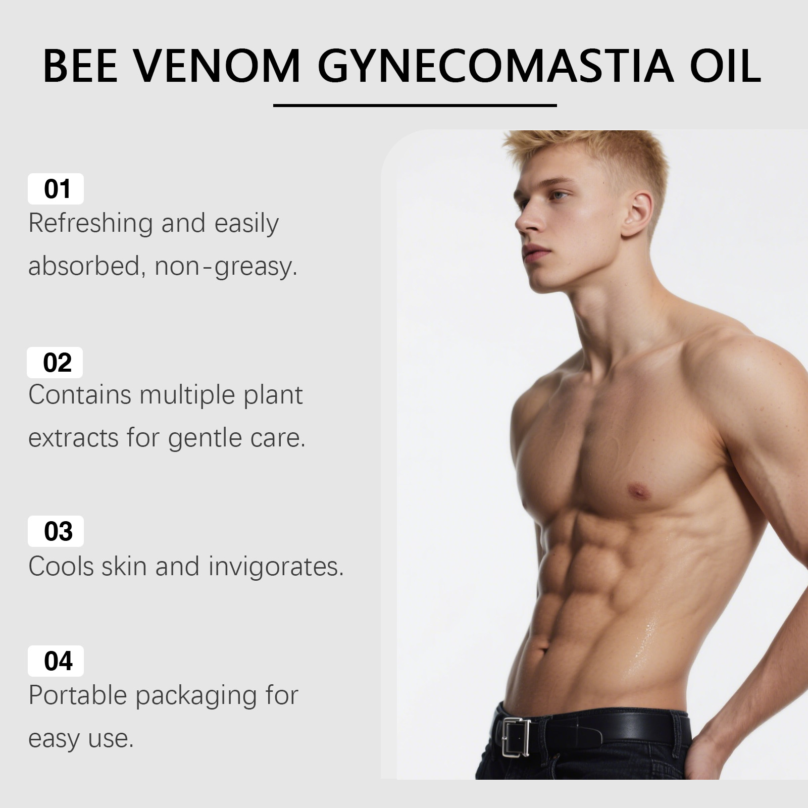 蜂毒男性用乳房オイル、男性用乳房整形、乳房マッサージセラム、 - Body Lotion のレビューと価格